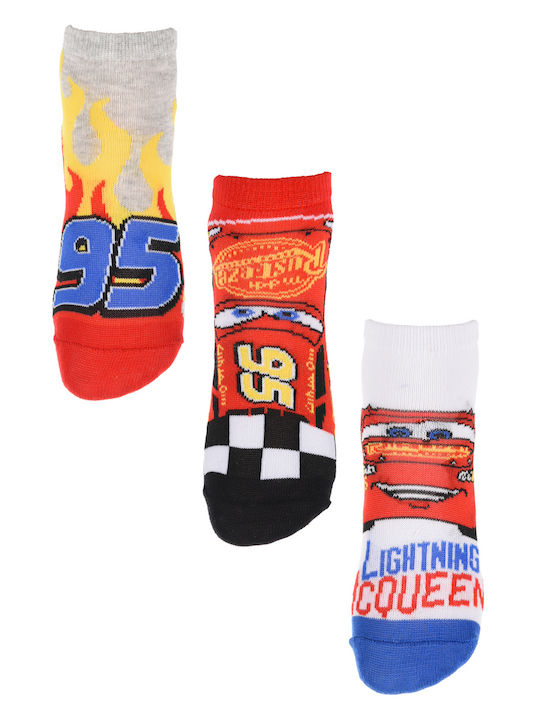 Set of 3 Pairs Socks Short "cars" Red (red)