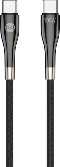 Forever Braided USB 2.0 Cable USB-C male - USB-C 100W PD Μαύρο 1m