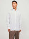 Jack & Jones Men's Shirt Long Sleeve Linen White