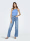 Madison Women's Jean Trousers in Wide Line Light Blue Denim