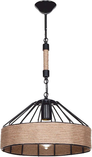 Pakketo PWL-0975 Pendant Light Black with Rope for Socket E27 33x33x20cm