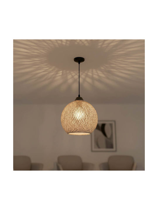 Pakketo Pwl-0967 Κρεμαστό Φωτιστικό Καφέ Boho με Σχοινί για Ντουί E27 23x23x22εκ.
