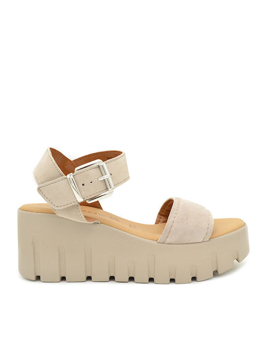 Damenplattformen Beige