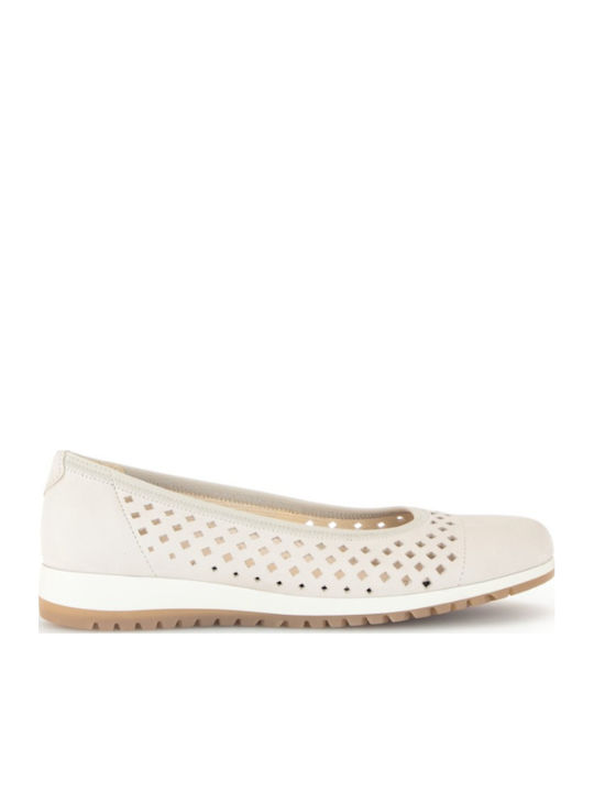 Lederne Damen Ballerinas in Beige Farbe