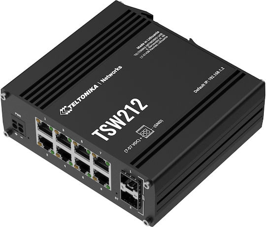 Teltonika TSW212 Managed L2 Switch with 8 Gigabit (1Gbps) Ethernet Ports and 2 SFP Ports