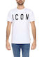 Icon T-shirt Bărbătesc cu Mânecă Scurtă Alb