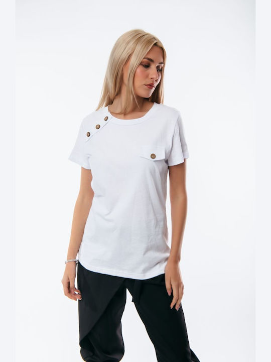 Boutique Γυναικεία Καλοκαιρινή Μπλούζα Κοντομάνικη Άσπρο