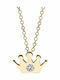 Колие с корона, 14К злато с диамант 0,02ct, Vs2 , H Pk0203