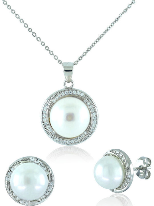 Bijou Box Комплект с Колие & Обеци от Silver с Перли