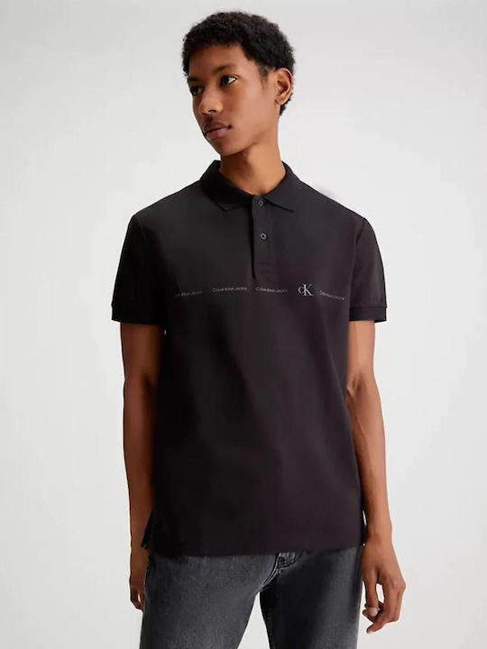 Calvin Klein Bluza Bărbătească cu Mânecă Scurtă Polo Black