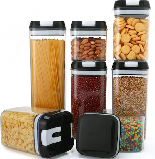 Lebensmittelgläser Set 7 Stück Zucker Getreide Nudeln Kaffee Tee mit Luftdichtem Kunststoffdeckel Transparent 7 Stück