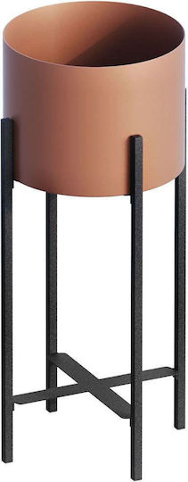 Aberto Design Саксия Металик Черен Със стойка 23x23x48εκ.
