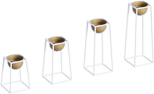Aberto Design Vaze Pentru Plante Metalice Albe Cu Suport 17x17x30cm 4 Buc