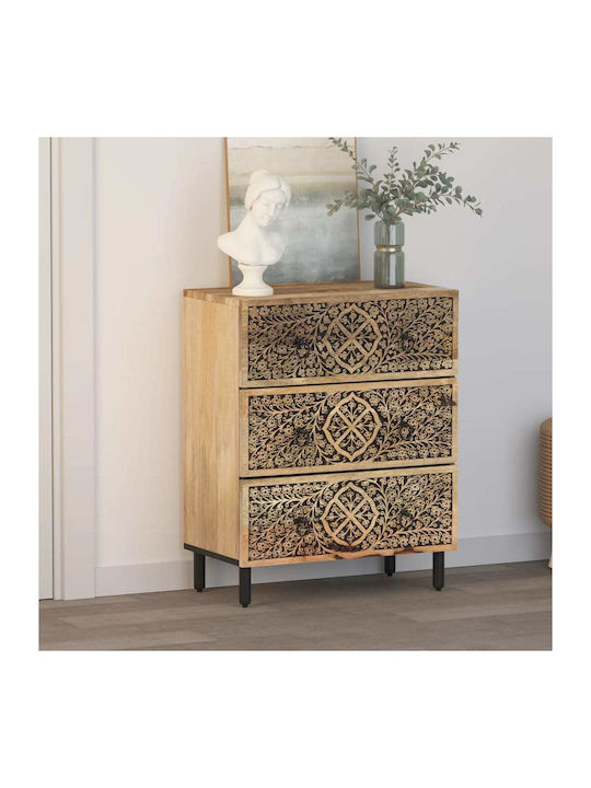 Cabinet Storage Made of Metal & Wood with 3 Drawers L60xW33xH75cm