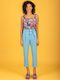 Women's High-waisted Chino Trousers Slim Fit Blue