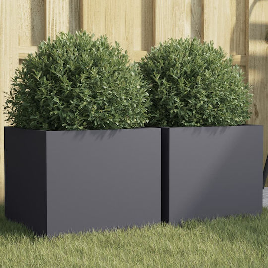 vidaXL Set 2 Jardiniere Din Plastic Antracit 32x29 cm