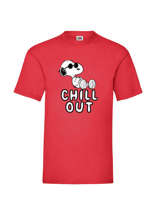 Fruit of the Loom Snoopy Chill Out Original T-shirt Red Cotton
