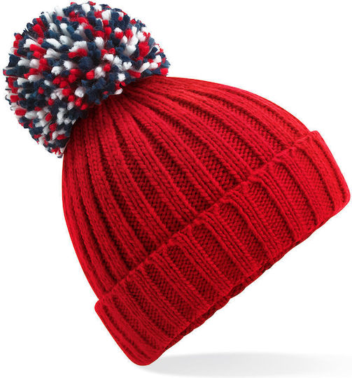 Beanie Unisex Σκούφος Πλεκτός σε Κόκκινο χρώμα