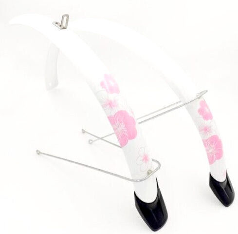 Vkt Kids 20''' Fahrradblätter Set mit Antirrids Weiß mit rosa Blumen