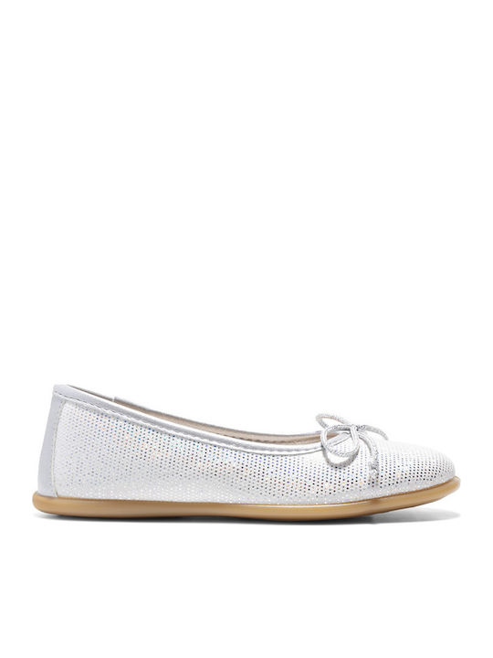 Kids Leather Ballerinas Silver