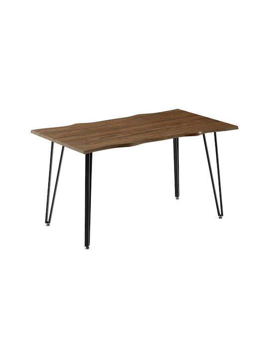 Izzac Table Kitchen Wooden with Metal Frame Sonoma-foot Black 140x80x76cm