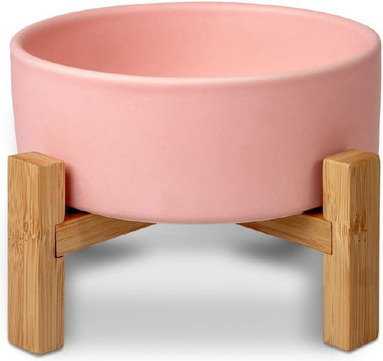 Glee Ceramic Bowl Food & Water for Dog & Cat with Base 800ml in Pink Color