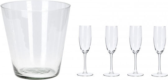 Excellent Houseware Σετ Ποτήρια Σαμπάνιας από Γυαλί Κολωνάτα 5τμχ