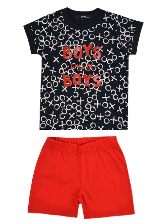 Kids' Set with Shorts Summer 2pcs Navy Blue Boys Will Be Boys