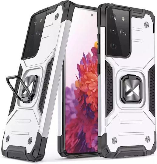 Wozinsky Ring Armor Tough Hybrid Back Cover Plastic / Silicone Gray (Galaxy S22 Ultra)