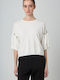 Desiree Women's Sweater with 3/4 Sleeve White