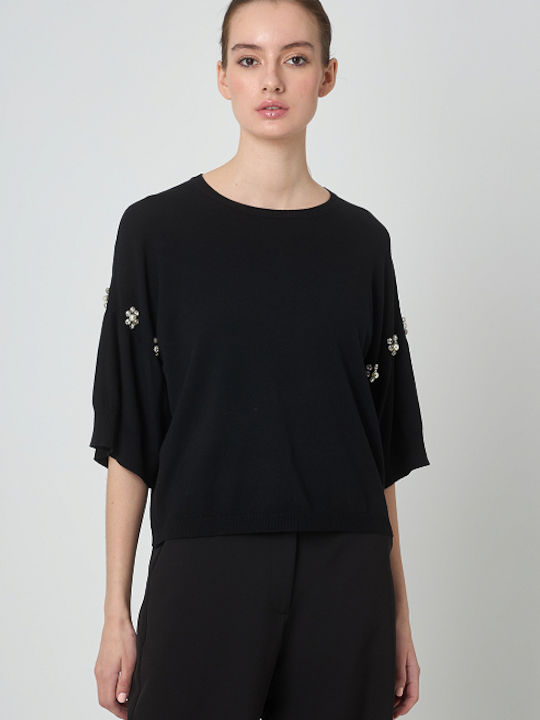 Desiree Women's Sweater with 3/4 Sleeve Black