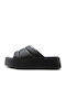 Δερμάτινα Γυναικεία Σανδάλια Flatforms Μαύρα