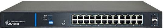 Avizio Power AV-SU24GP2F Negestionat L2 PoE+ Switch cu 24 Porturi Gigabit (1Gbps) Ethernet și 2 Porturi SFP