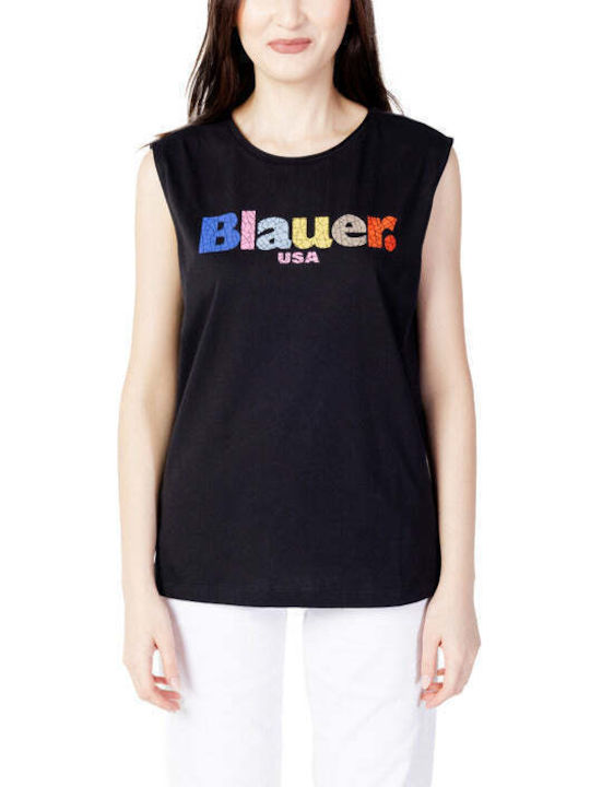 Blauer Women's Summer Blouse Cotton Sleeveless Black