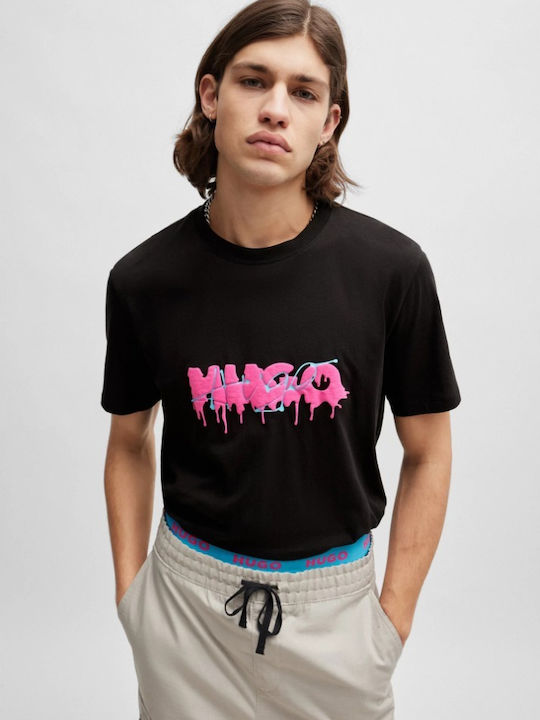 Hugo Boss T-shirt Bărbătesc cu Mânecă Scurtă Negru