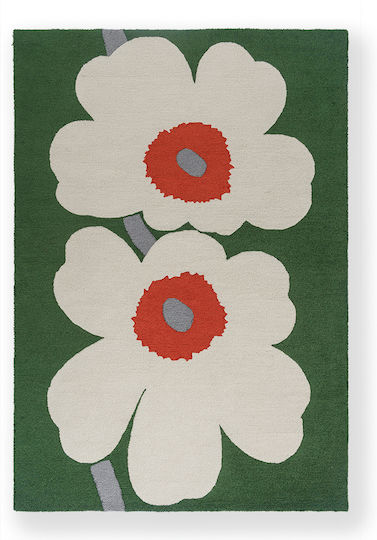 Marimekko Unikko 60th Anniversary 433007 Lucrat manual Covor De exterior Rectangular Verde