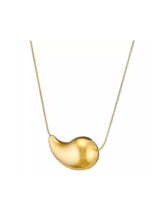 Gold plated steel necklace Chunky Drop