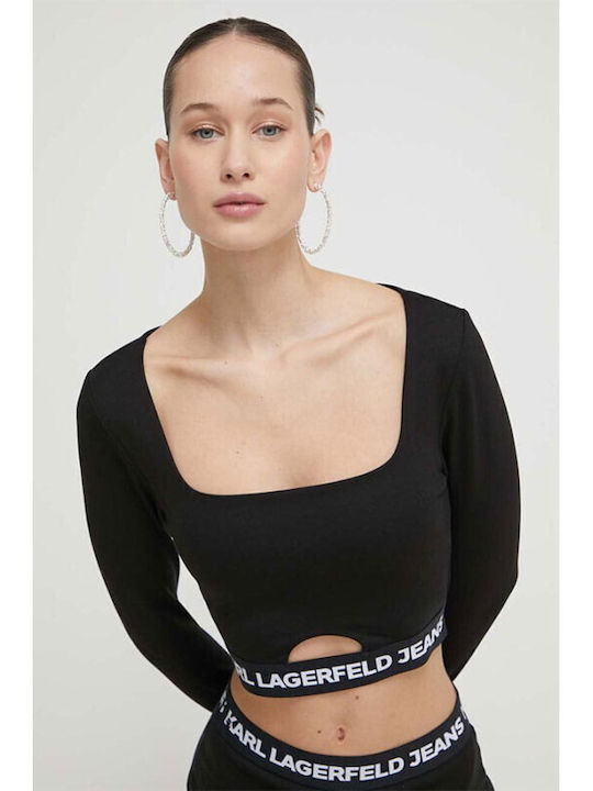 Karl Lagerfeld Damen Bluse Langärmelig Black