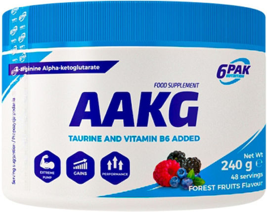 6pak Nutrition Aakg прах ароматизиран [240 грама] Горски плодове