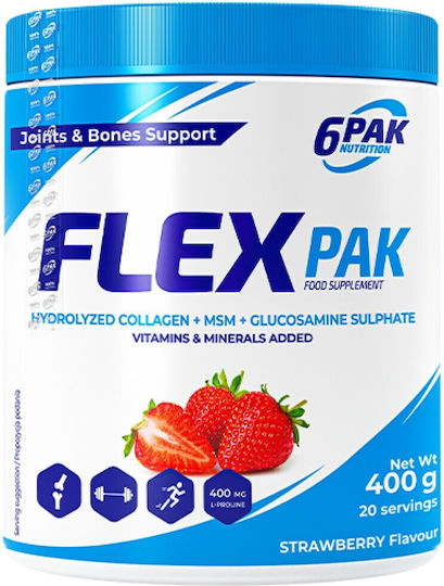 6Pak Nutrition Flex Pak Специална Хранителна Добавка за Здравето на Ставите и Костите 400гр Ягода