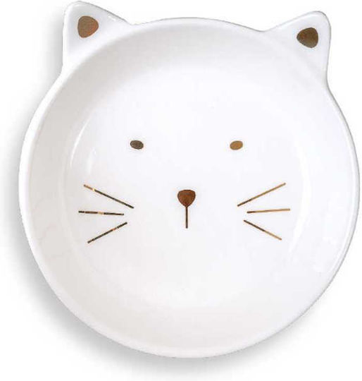 Glee Ceramic Bowl Food & Water for Dog & Cat with Base 270ml in White Color
