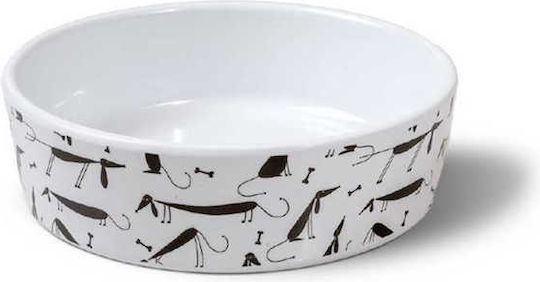 Glee Ceramic Bowl Food & Water for Dog & Cat with Base 900ml in White Color