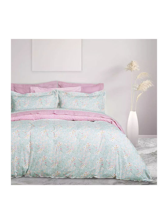 Das Home Bettlaken Set 230x260cm Mint - Pink 4Stück