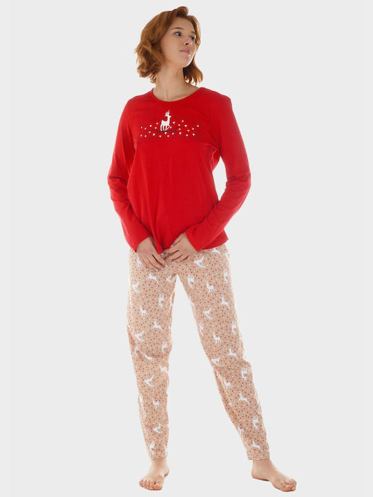 Vienetta Secret Winter Women's Pyjama Set Red