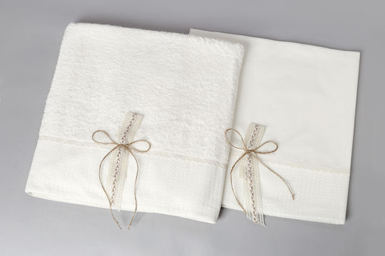 New Life Set Christening Oilcloths Ecru 2 Pieces