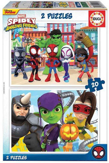 Puzzle 2x20 piese Spidey și prietenii săi fantastici Educa