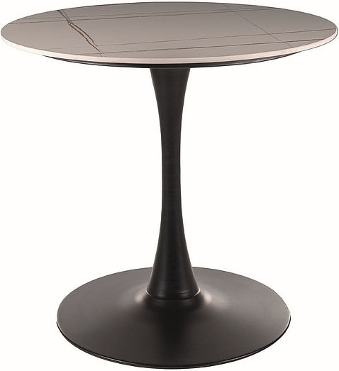 Espero Round Dining Table Wooden with Metal Frame White Matte/Black 80x80x75cm