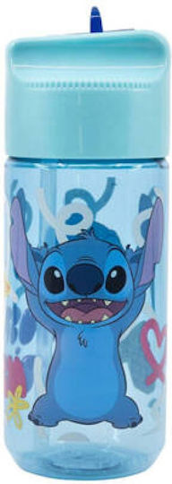 Stor Kids Water Bottle Lilo & Stitch Plastic with Straw Blue 430ml