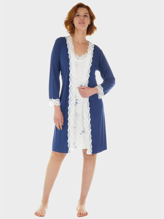 G Secret Summer Women's Robe with Nightdress Blue