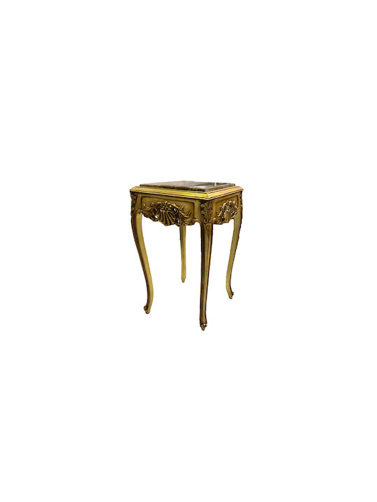 Round Side Table made of Solid Wood Gold L41xW41xH72cm